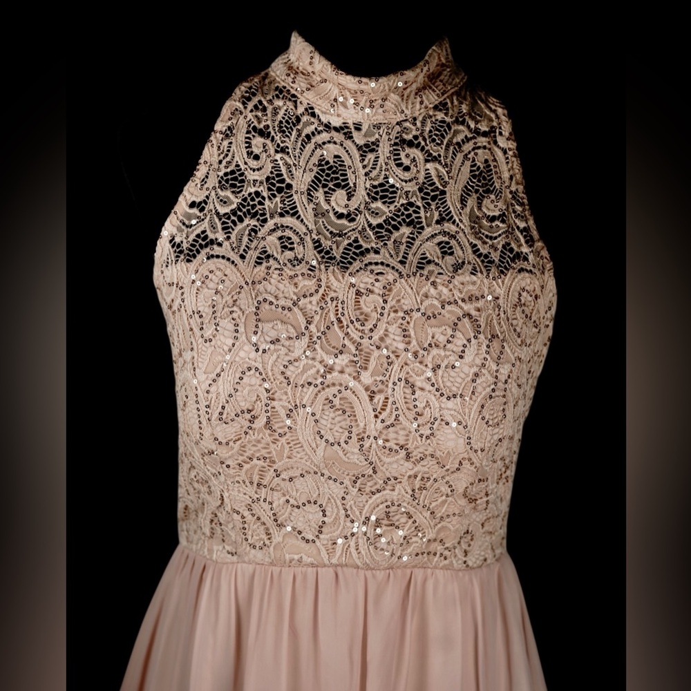 “Xtraordinary” Women’s Juniors Lace Sequin Halter Homecoming Dress Pink Size 11 - Picture 5 of 15